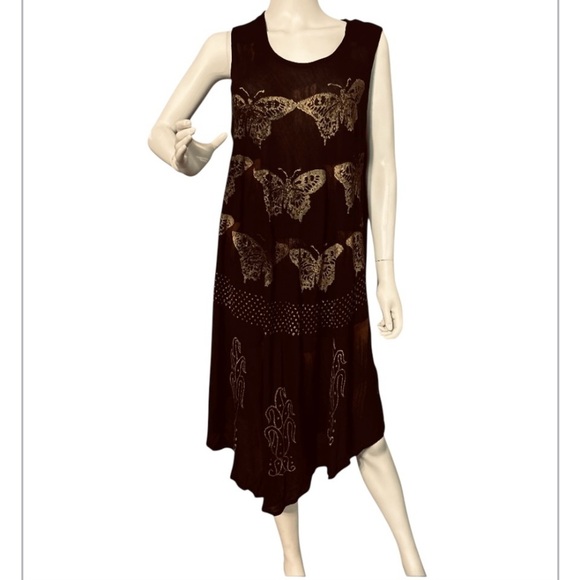 Black and yellow Asymmetrical High-Low Sundress 100% VISCOSE 

FREE SIZE - Picture 7 of 9